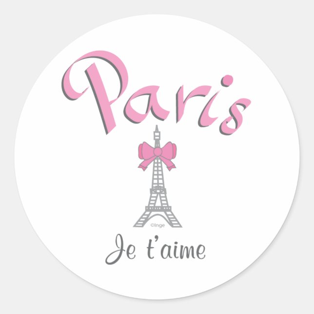 Sticker Rond Paris - t'aime (Devant)