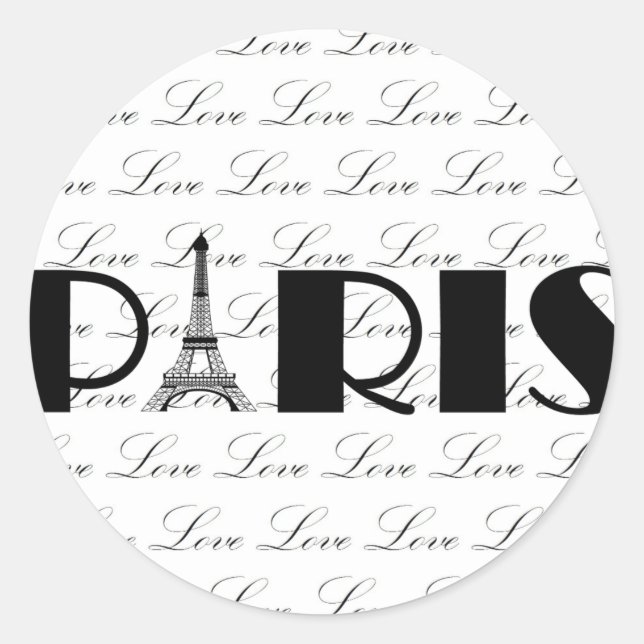 Sticker Rond Paris Tour Eiffel Amour (Devant)