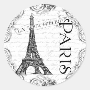 Sticker Rond Paris Tour Eiffel et ses manuscrits