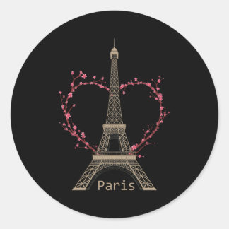Sticker Rond Paris Tour Eiffel Le Signe De L'Amour France Paris