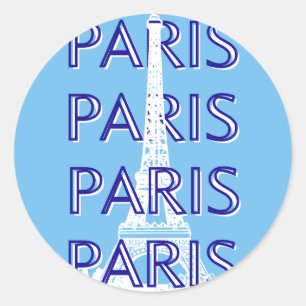 Sticker Rond Paris Travel Art, Travel Art, Preppy Art, Bleu