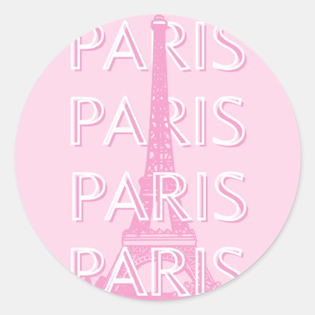 Sticker Rond Paris Travel Art, Travel Art, Preppy Art, Rose (Devant)