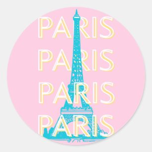 Sticker Rond Paris Travel Art, Travel Art, Preppy, Rose
