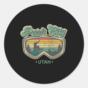 Sticker Rond Park City Utah Retro Snowboard Resort Vacances