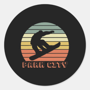 Sticker Rond Park City Utah Snowboard Retro Sunset