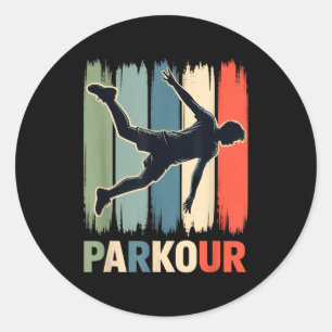 Sticker Rond Parkour, Gymnaste Urbain, Traceur, Coureur