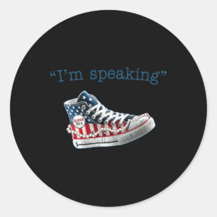 Sticker Rond Parlant Kamala Harris Président 2024 Drapeau améri