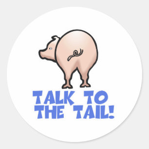 Sticker Rond Parle au cochon Queue de cochonnet