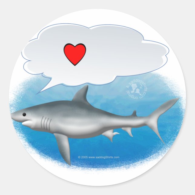 Sticker Rond Parler de requin "Je coeur" (Devant)