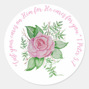 Sticker Rond Parlez à Jésus PInk Rose