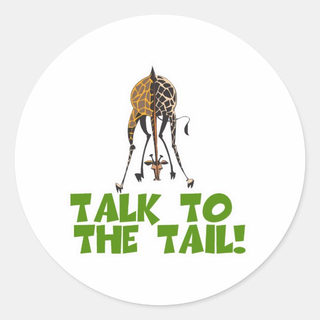 Sticker Rond Parlez à la girafe de queue (Devant)