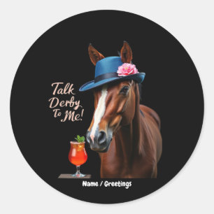 Sticker Rond Parlez Derby À Moi Drôle Racing Horse Citation