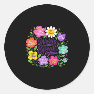 Sticker Rond Parlez gentillesse dessin floral doodle art