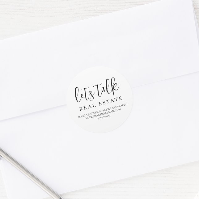 Sticker Rond Parlons des coordonnées immobilières (Let's Talk Real Estate Sticker)
