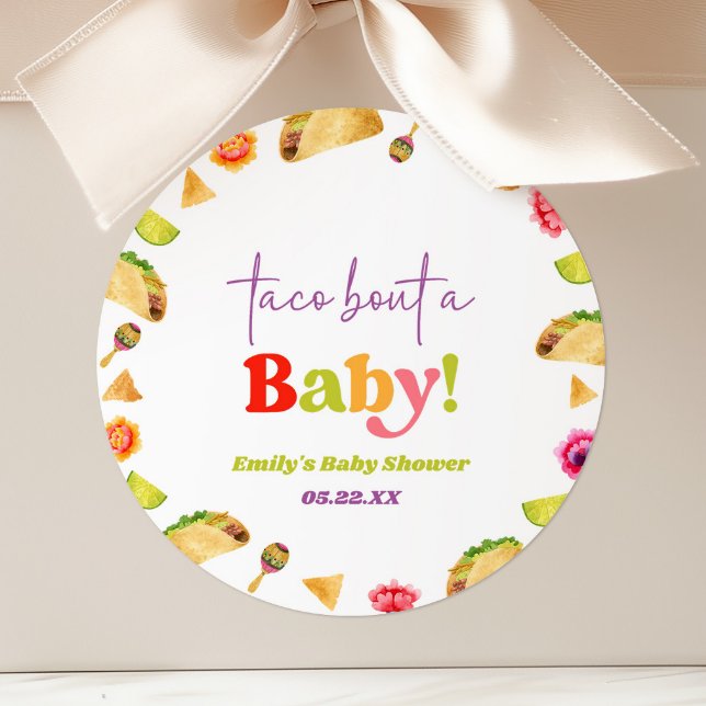 Sticker Rond Parlons Taco Bébé ! Fête Bébé Shower (Créateur téléchargé)
