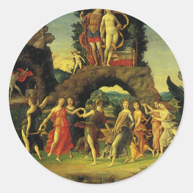Sticker Rond Parnassus, Mars et Vénus par Andrea Mantegna (Devant)