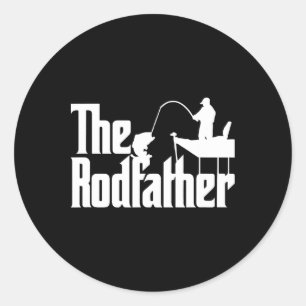 Sticker Rond Parodie de pêche drôle (le Rod Père)