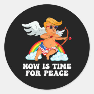 Sticker Rond Parodie drôle de Cupidon Trump - Maintenant est le