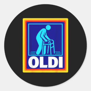Sticker Rond Parodie Oldi drôle humour vieillissement rétro gra