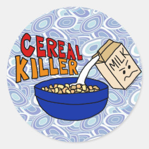 Sticker Rond Parody Cereal Killer Petit déjeuner Humour aliment