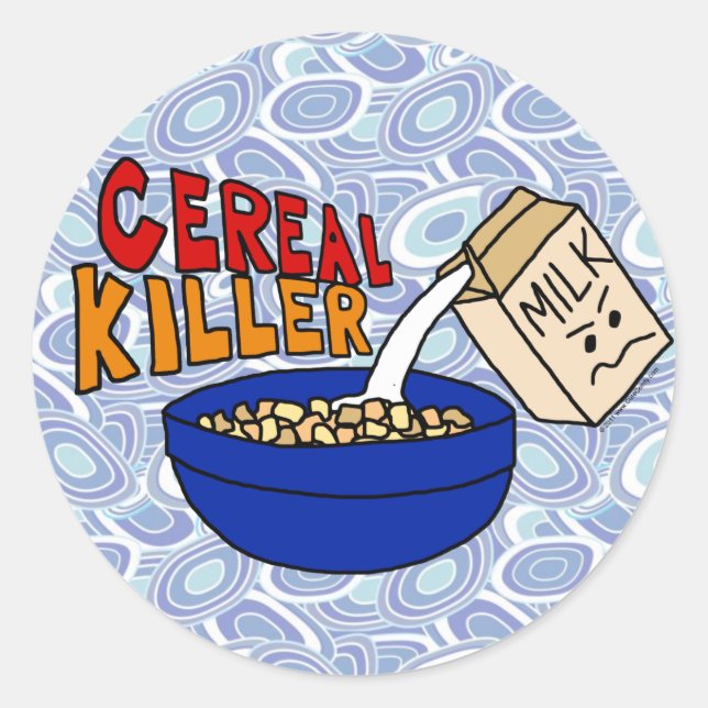 Sticker Rond Parody Cereal Killer Petit déjeuner Humour aliment (Devant)