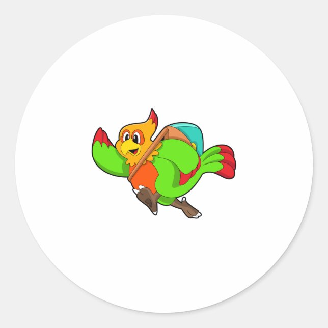 Sticker Rond Parrot as Hiker (Devant)