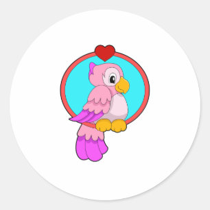 Sticker Rond Parrot au coeur