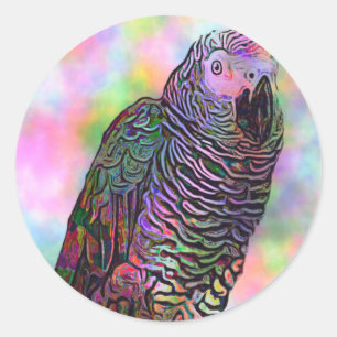 Sticker Rond Parrot psychédélique