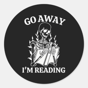 Sticker Rond Pars Je Lis Skeleton Book