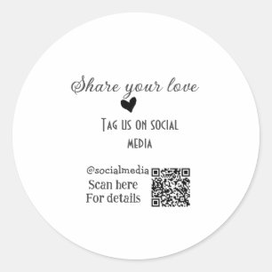 Sticker Rond Partager le code QR de l'analyse d'amour ajouter d