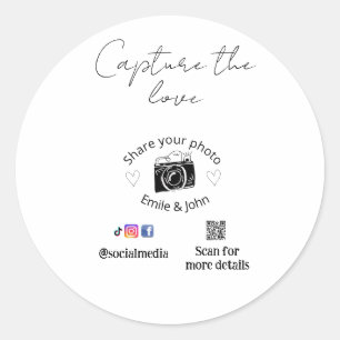 Sticker Rond partagez l'amour mariage qr couple amour nom date
