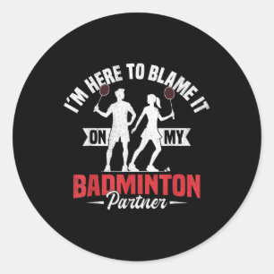 Sticker Rond Partenaire de jeu d'équipe de badminton Joueur de