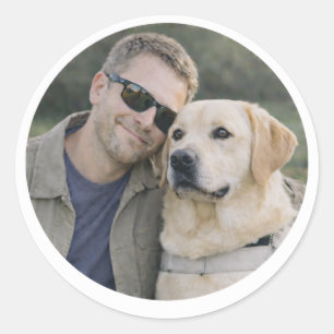 Sticker Rond Partenariat de chien guide Labrador jaune