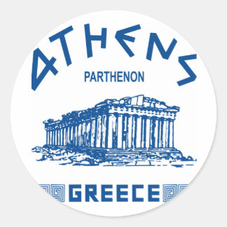 Sticker Rond Parthénon - Athènes - Grec (bleu)