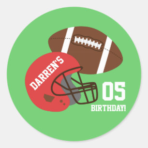 Sticker Rond Parti Anniversaire de enfant américain de football