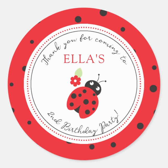 Sticker Rond Parti Anniversaire de enfant Cutest Little Ladybug (Devant)