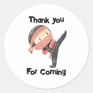 Sticker Rond Parti Anniversaire de enfant guerrier mignon Ninja