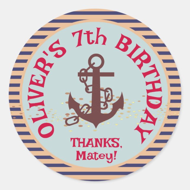 Sticker Rond Parti Anniversaire de enfant pirate (Devant)