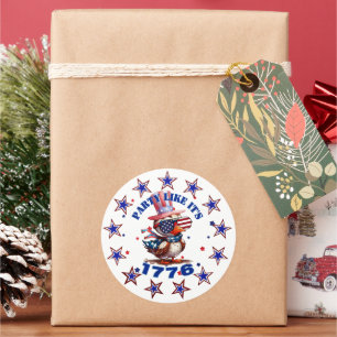 Sticker Rond Parti comme son aigle américain de 1776 et drapeau