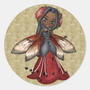 Sticker Rond Parti de Féerie afro-américain de Ladybug