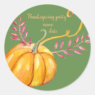 Sticker Rond Parti de Thanksgiving citrouille