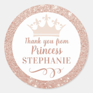 Sticker Rond Parti du Merci de la Couronne Princesse Favoriser