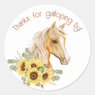 Sticker Rond Parti Merci Sunflower Horse
