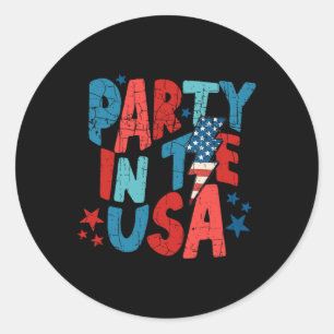 Sticker Rond Parti Rose Aux Etats-Unis 4 juillet Chemise Maman 