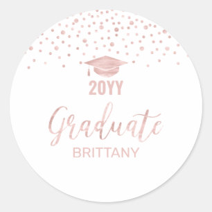 Sticker Rond Parti rose Gold Confetti Graduation Party