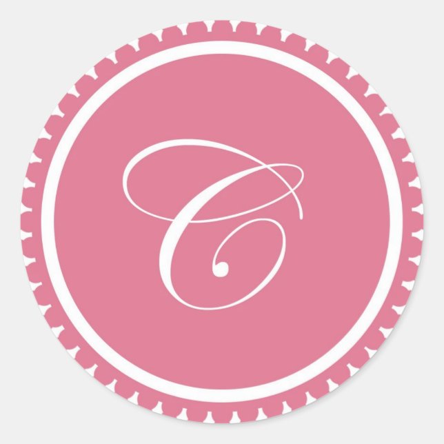 Sticker Rond Parti sceau rose princesse C initial en faveur (Devant)