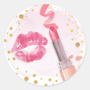Sticker Rond Parti spa Glitz Glam Glamor Girl Maquillage Rose O