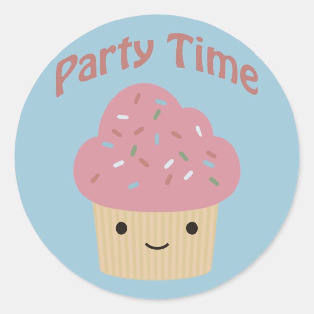 Sticker Rond Parti TIme Cupcake (Devant)