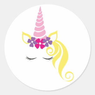 Sticker Rond Parti Unicorn