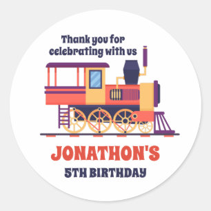 Sticker Rond Parti vintage des Anniversaires de enfants ferrovi